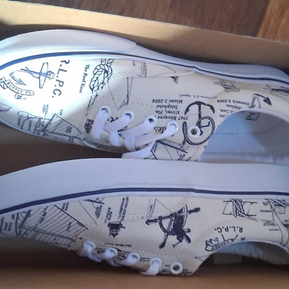 POLO RALPH LAUREN KEATON ON THE TACK PRINTED CANVAS SNEAKERS. NEW 9.5 - Picture 5 of 8